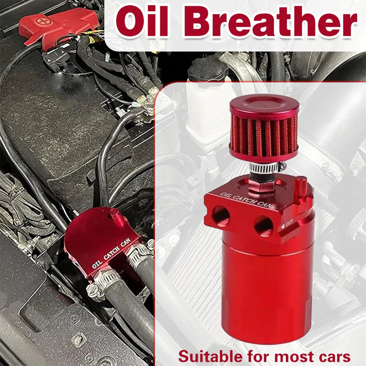 Oil Catch Can Tank with Breather Filter Car Modification Waste Oil Recovery Pot